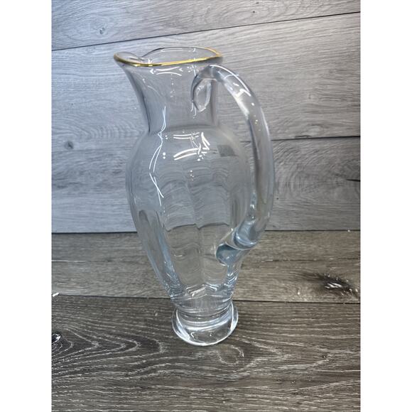 MIKASA Crystal JAMESTOWN GOLD Trim Pitcher 11” Tall - Picture 7 of 8